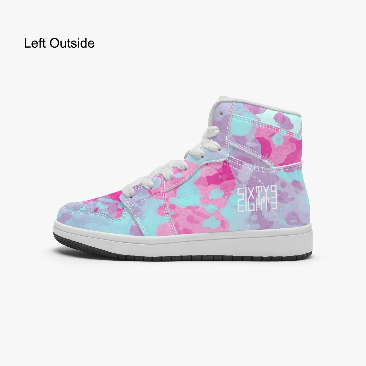 Sixty Eight 93 Logo White Blue Raspberry Kids High-Top Shoes