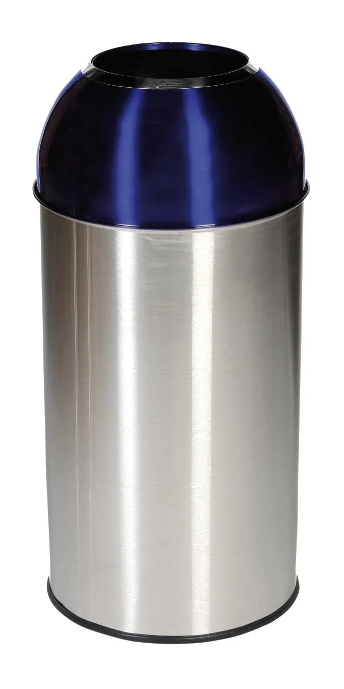 Stainless Steel Recycling Bin with Coloured Domed Lids - 40 Litre