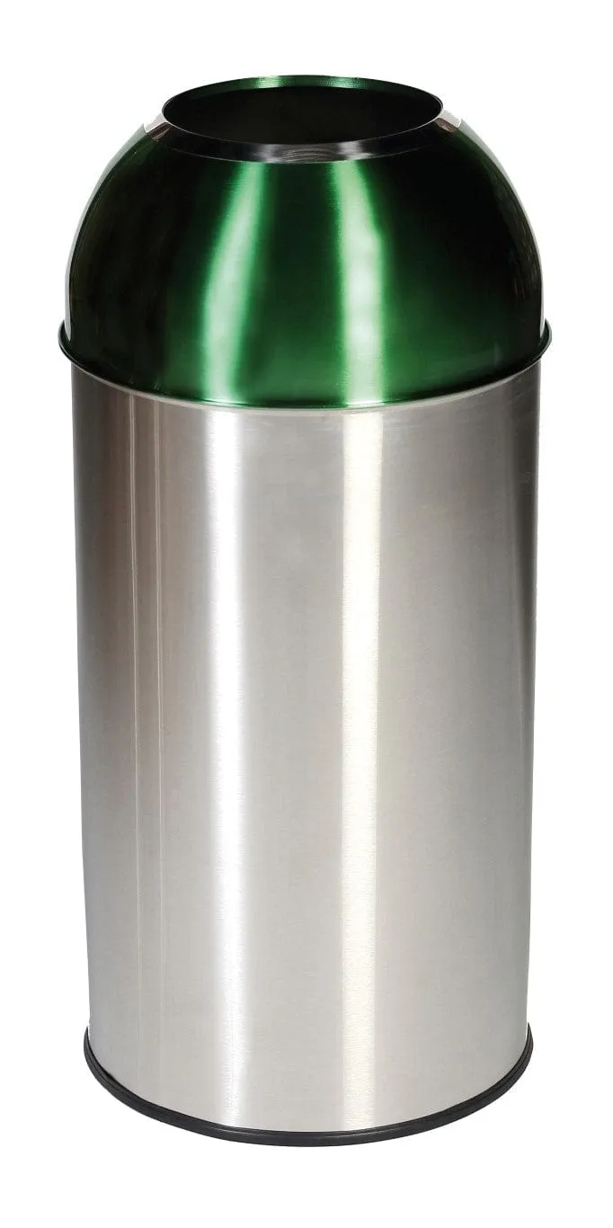 Stainless Steel Recycling Bin with Coloured Domed Lids - 40 Litre