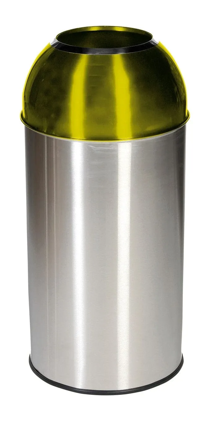 Stainless Steel Recycling Bin with Coloured Domed Lids - 40 Litre