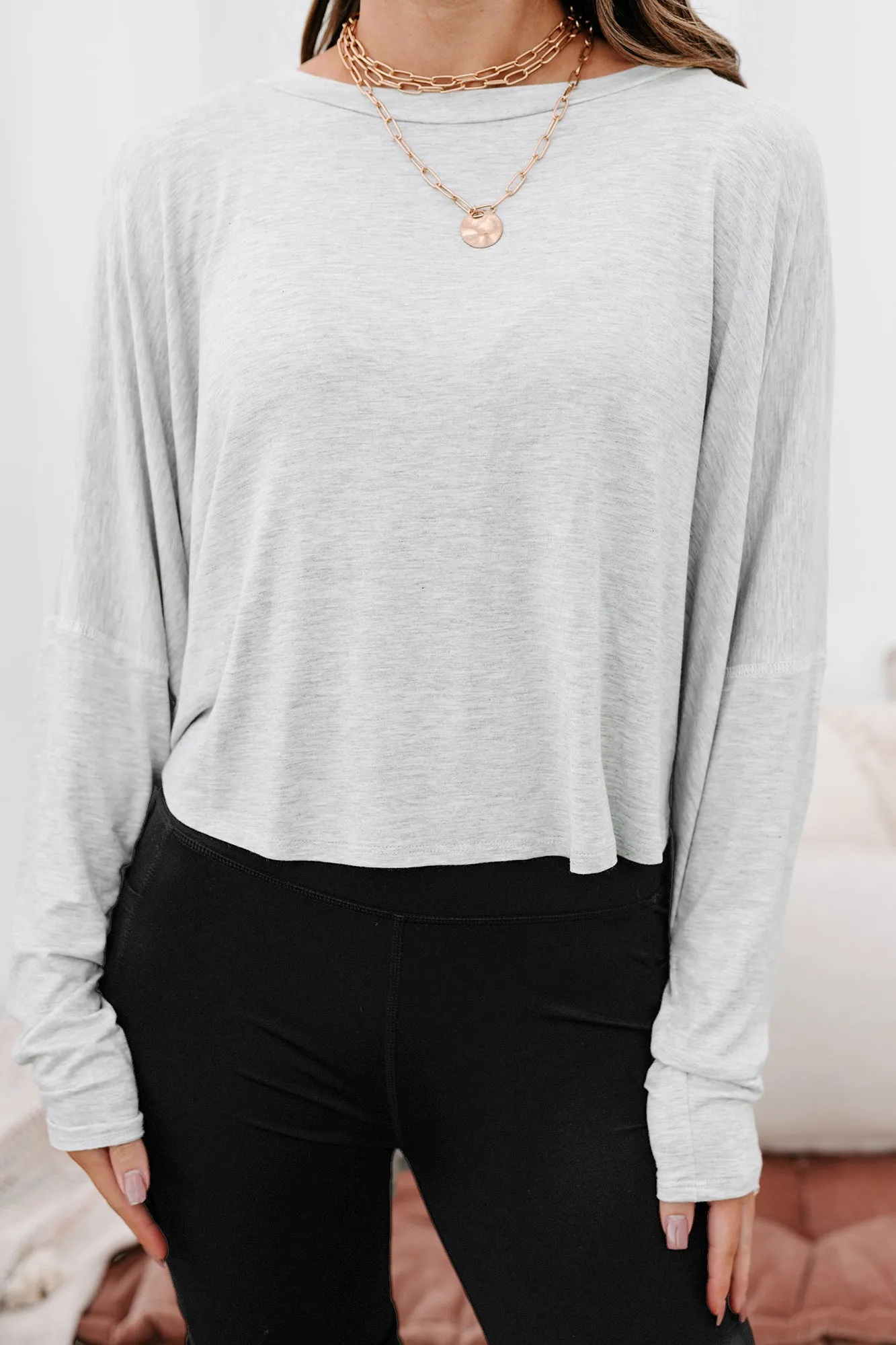 Still My Favorite High-Low Long Sleeve Top (Heather Grey)