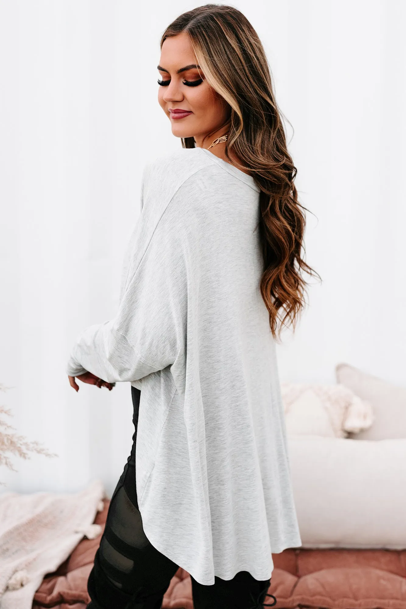 Still My Favorite High-Low Long Sleeve Top (Heather Grey)