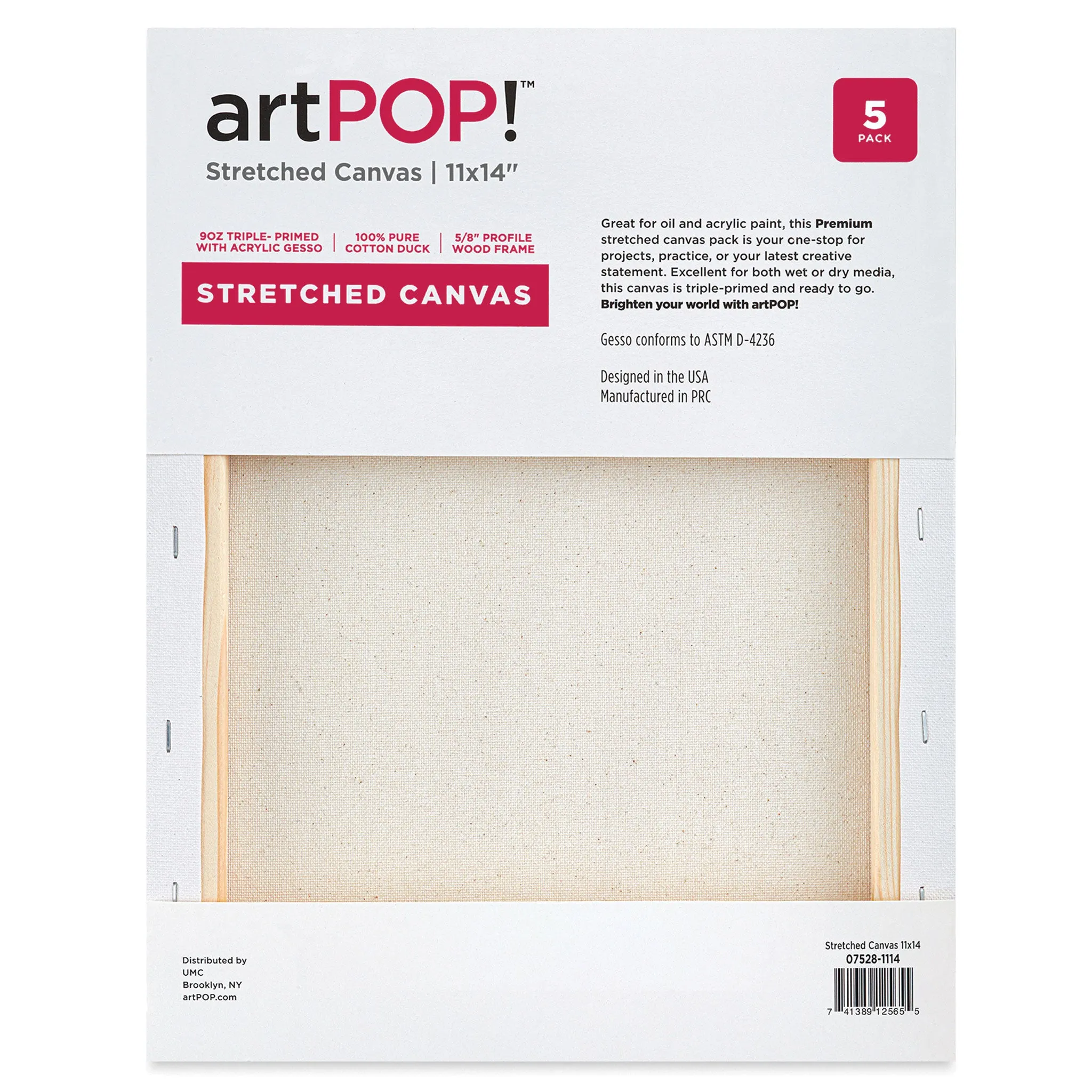 Stretched Canvas Pack - 11" x 14", Pkg of 5