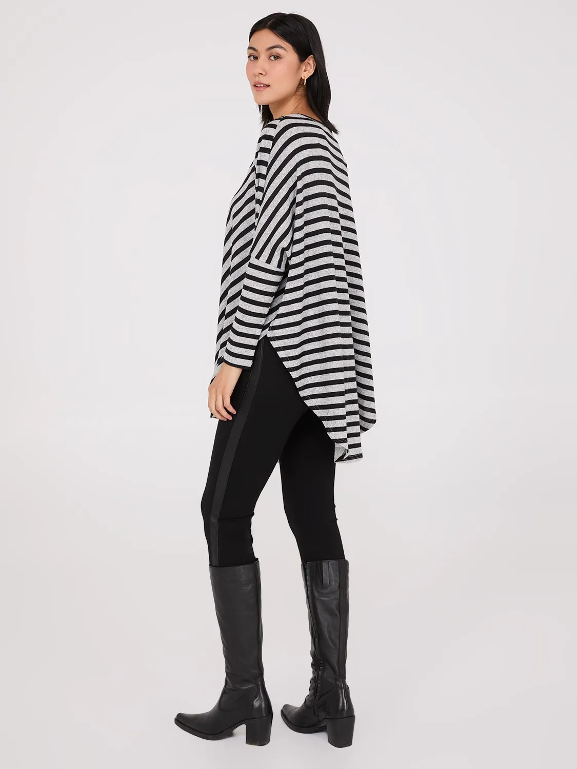 Striped Batwing High-Low Top