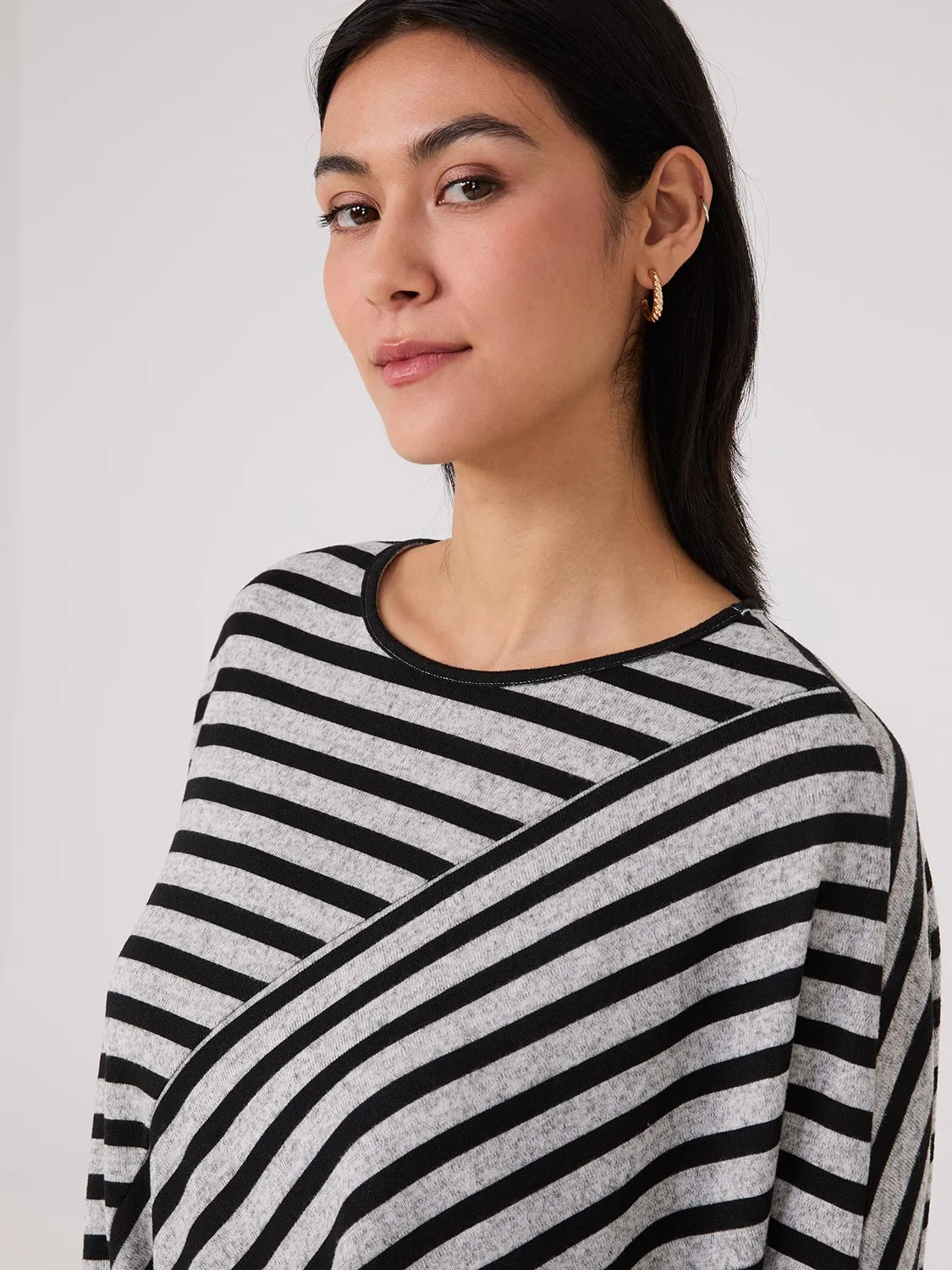 Striped Batwing High-Low Top