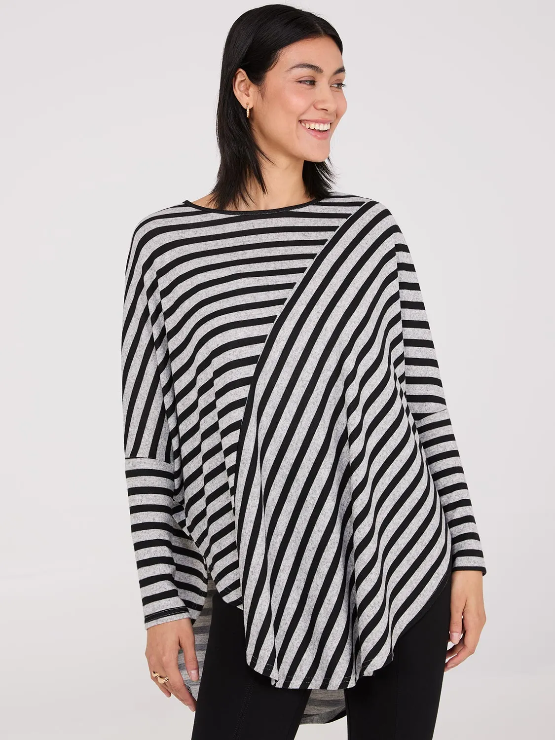 Striped Batwing High-Low Top