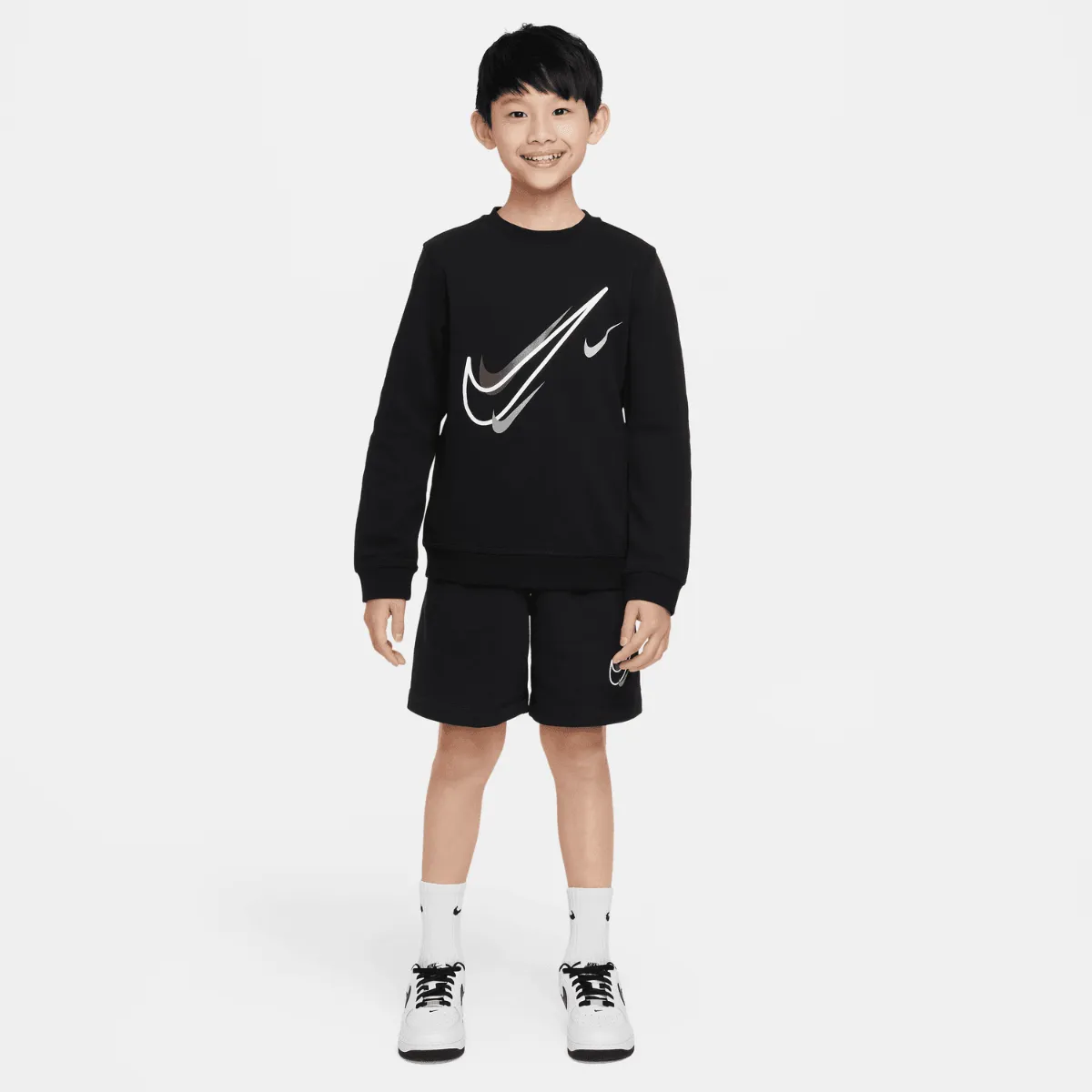 Sweat Nike Tech Fleece Junior - Noir/Blanc/Gris