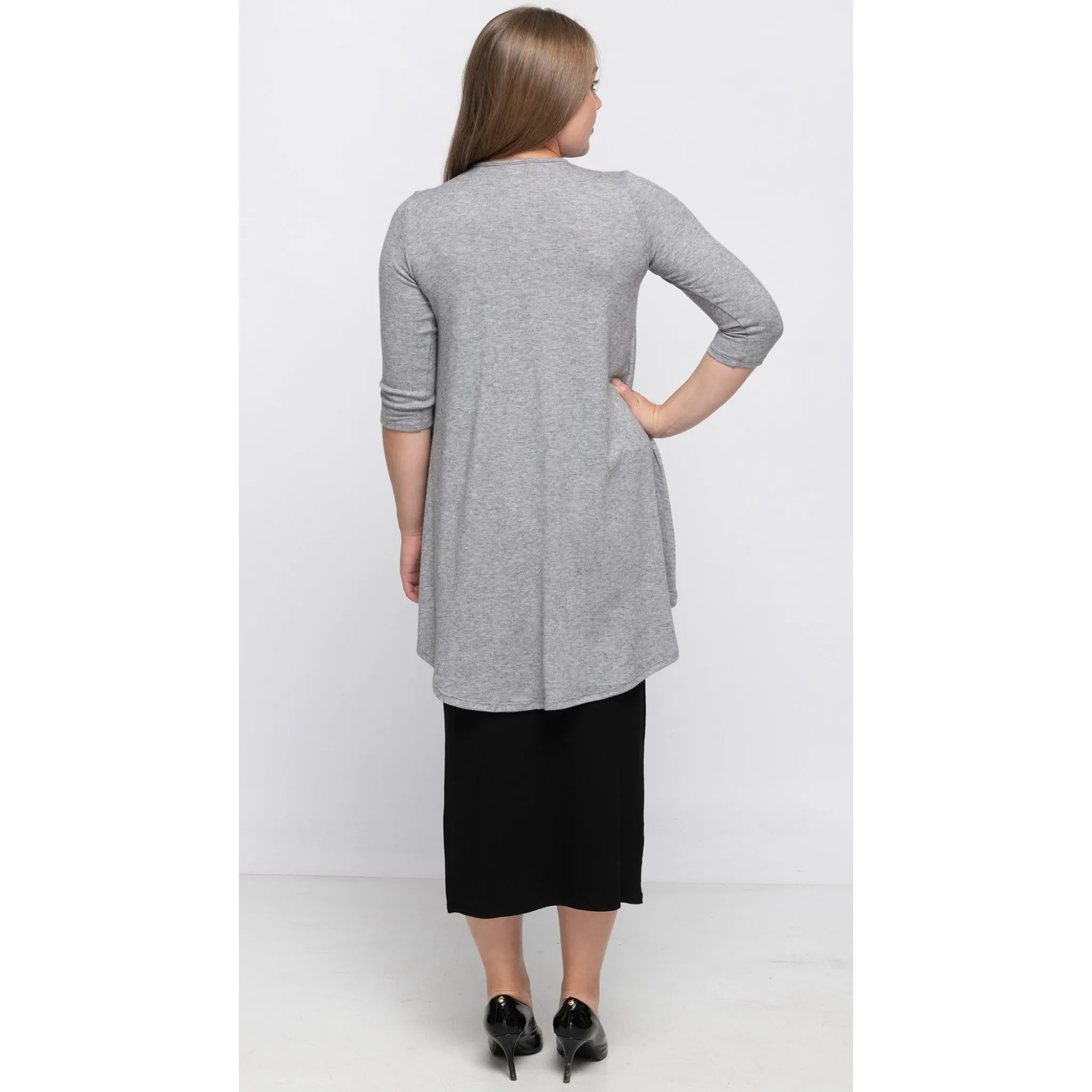 Sweater High Low Top by KMW-Grey