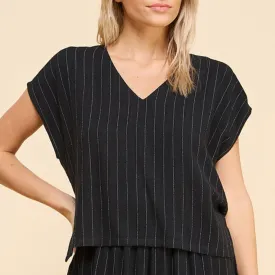 Trish Stripe High Low Top Black