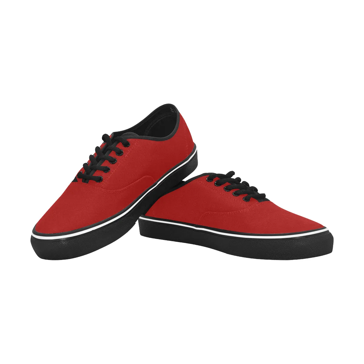 Women's Flaming Red Solids Print Low Top Canvas Shoes