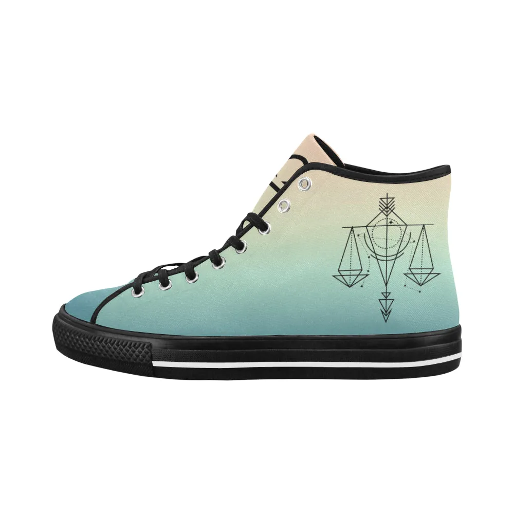 Women's Libra Scale Zodiac Print Canvas High Top Shoes