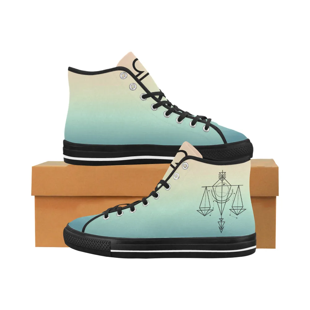 Women's Libra Scale Zodiac Print Canvas High Top Shoes