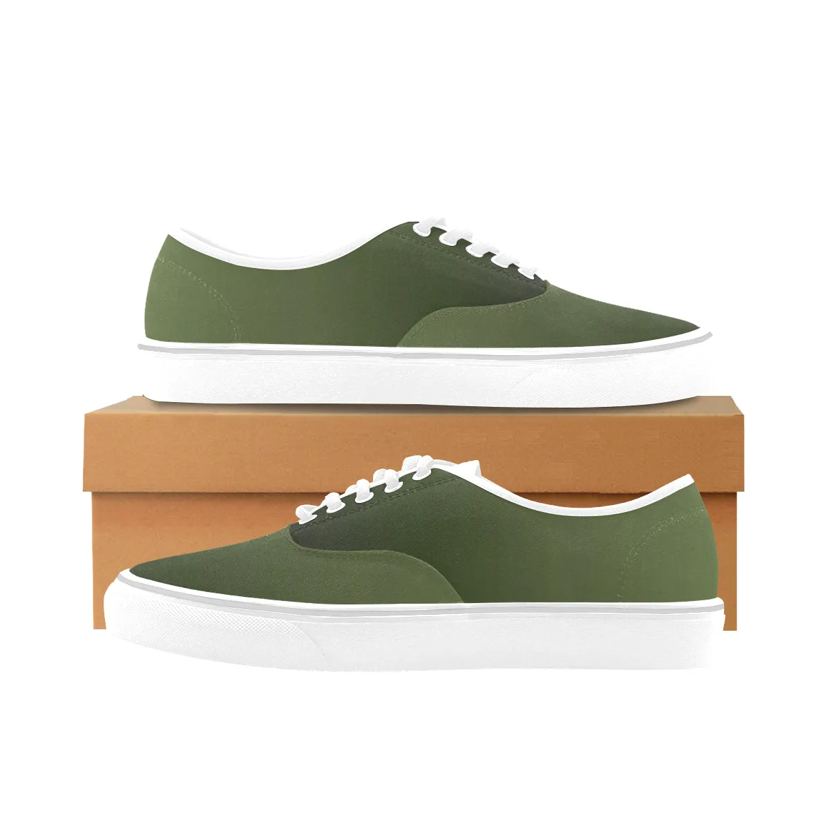 Women's Olive Gradient Print Low Top Canvas Shoes