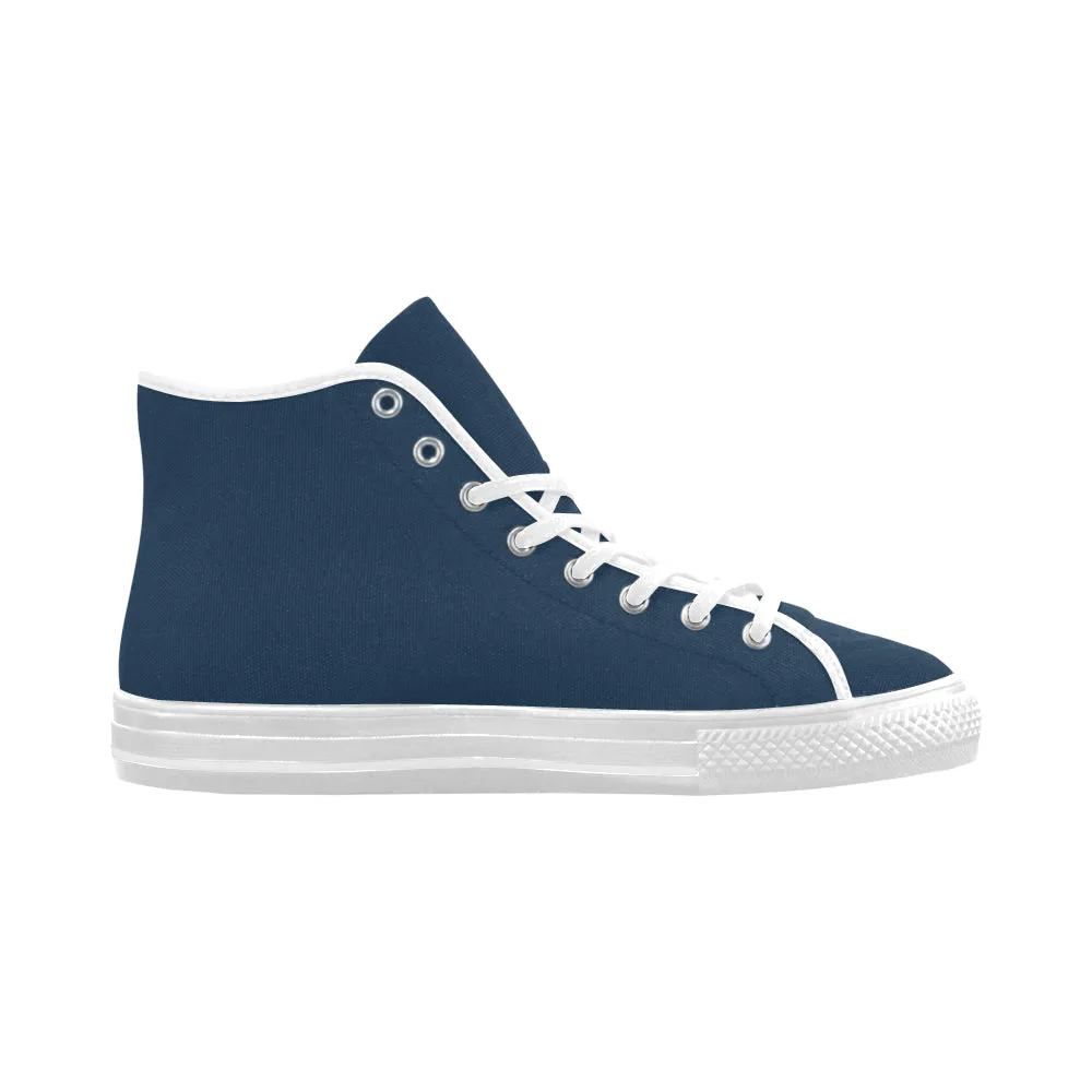 Women's Sailor Blue Solids print High Top Canvas Shoes