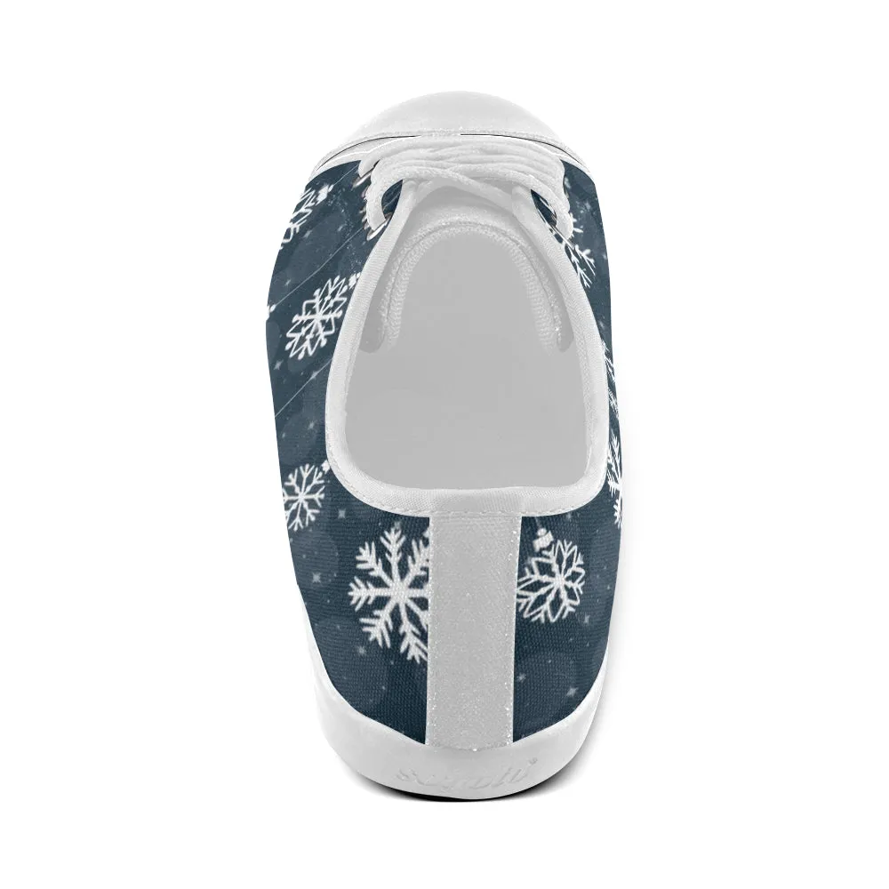 Women's Snowflake Christmas Print Canvas Low Top Shoes