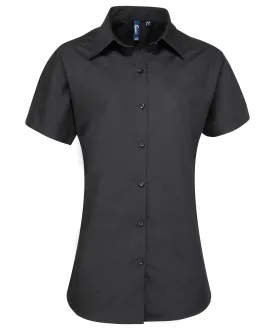 Womens supreme poplin short sleeve shirt | Black